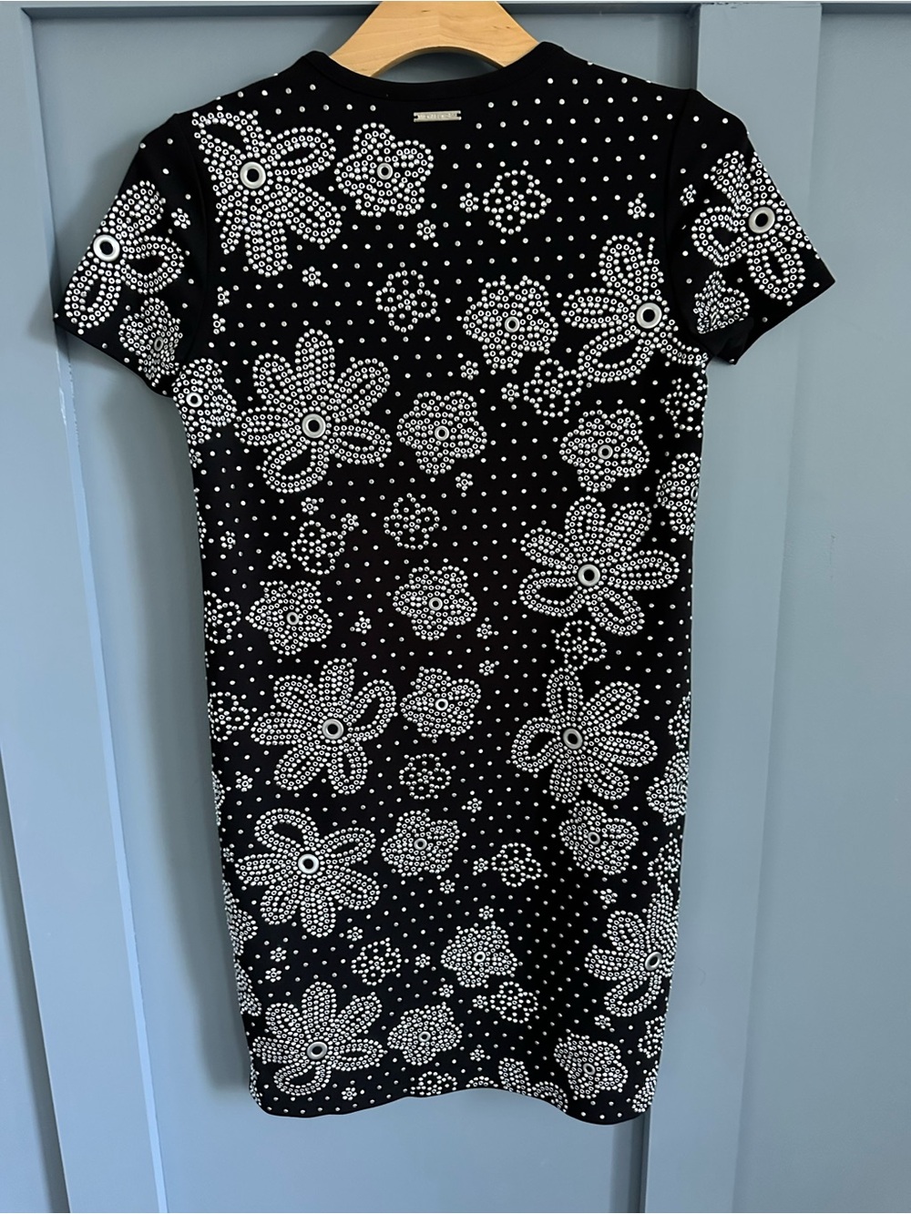 Michael Kors Black Mini Dress with White Floral Stud Details BRAND NEW - Picture 2 of 8